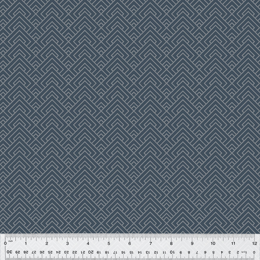 Laurel, Blooming Blocks in Navy by Whistler Studios for Windham Fabrics, per half-yard