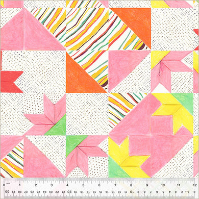 Heather Ross by Hand, Bee's Quilt in White (CANVAS FABRIC), by Heather Ross for Windham Fabrics, per half-yard