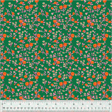 Heather Ross by Hand, Mousy Floral in Emerald, by Heather Ross for Windham Fabrics, per half-yard