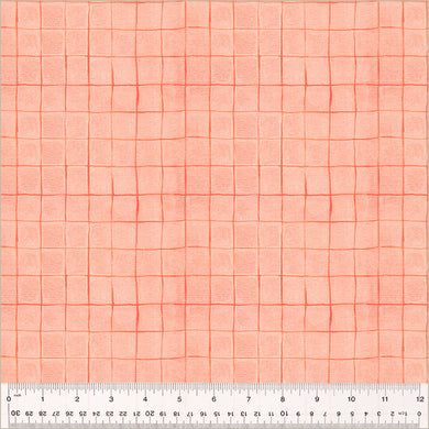 Heather Ross by Hand, Drawn Plaid in Salmon, by Heather Ross for Windham Fabrics, per half-yard