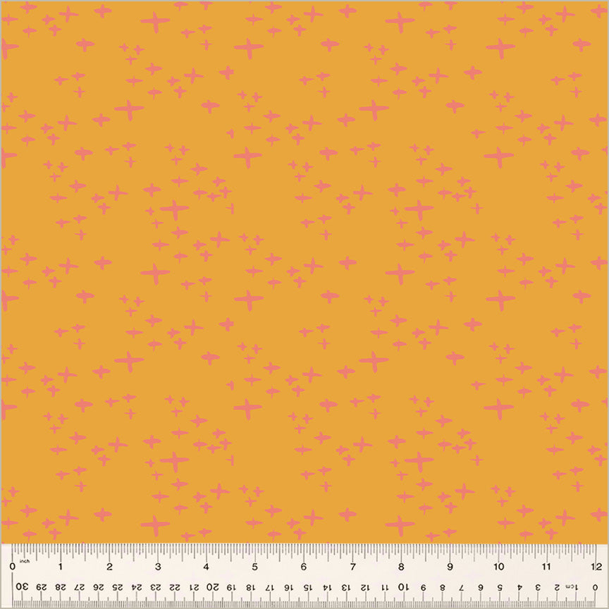 Moonlit by Jennifer Moore / Monaluna, Glimmer in Tangerine, per half-yard