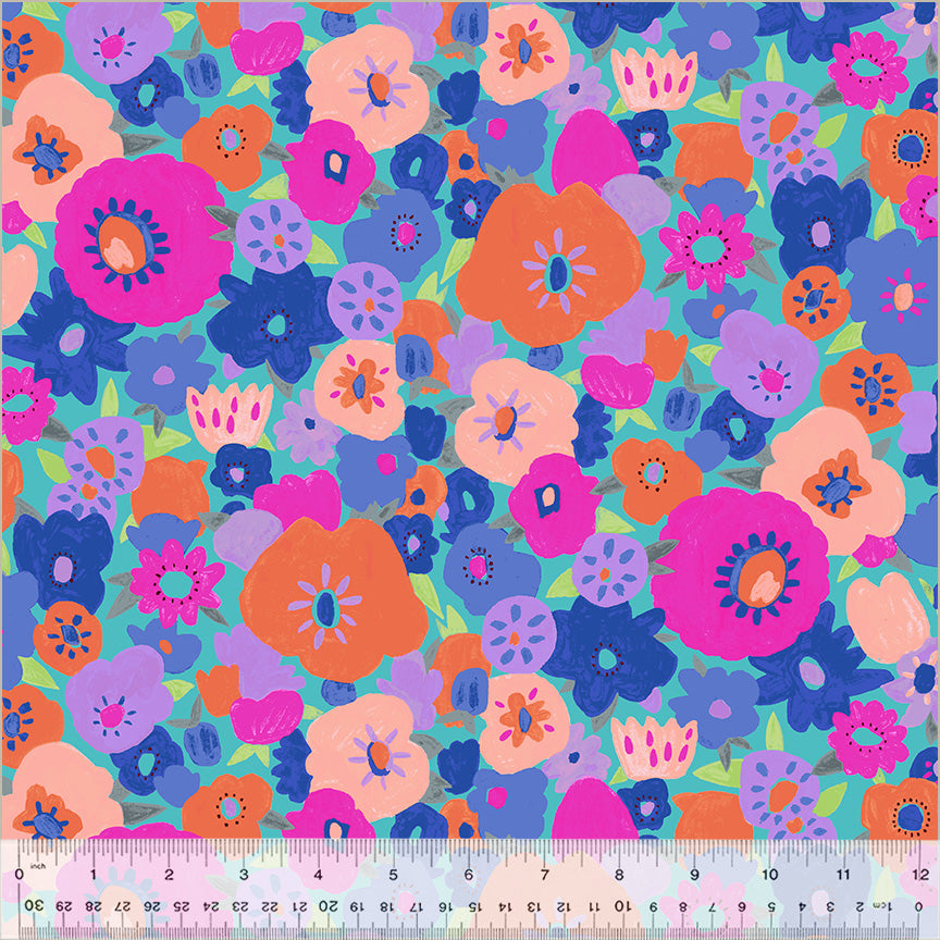 Peekaboo by Tara Lilly, Flower Blotch in Cobalt, per half-yard