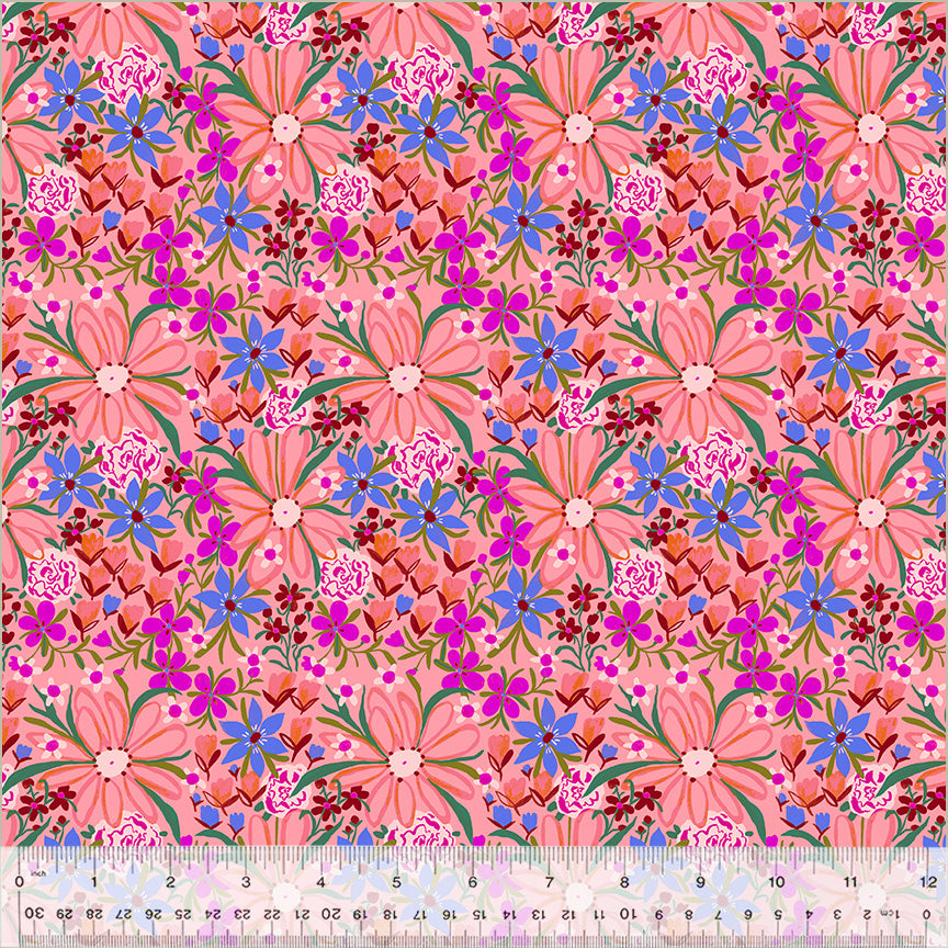 Peekaboo by Tara Lilly, Garden Bed in Peachy Pink, per half-yard