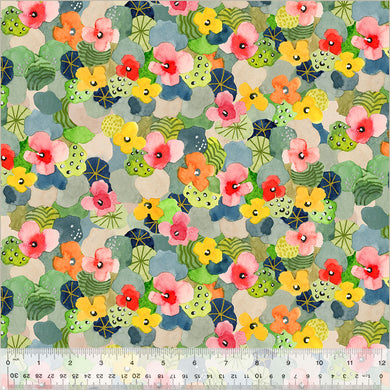 Wild Meadow by Sue Miano, Flowering Hedge in Multi, per half-yard