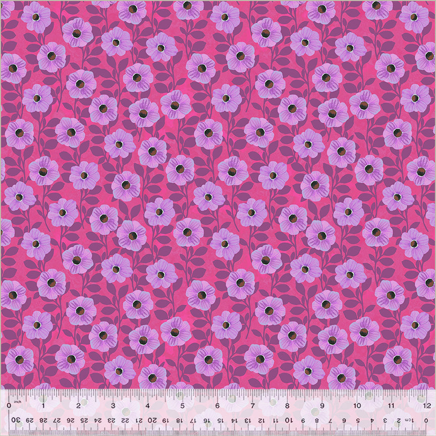 Wild Meadow by Sue Miano, Climbing Floral in Orchid, per half-yard