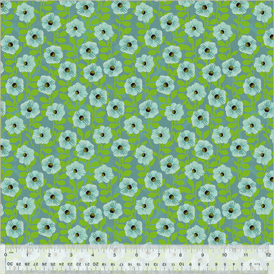 Wild Meadow by Sue Miano, Climbing Floral in Turquoise, per half-yard