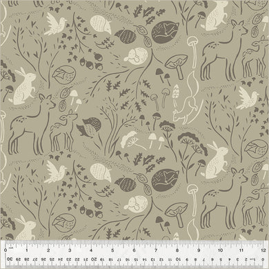 Forest Tales, Forest Floor in Taupe, per half-yard