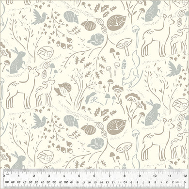 Forest Tales, Forest Floor in Ivory, per half-yard