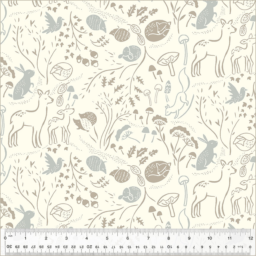 Forest Tales, Forest Floor in Ivory, per half-yard