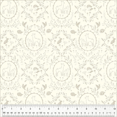 Forest Tales, Dainty Damask in Ivory, per half-yard