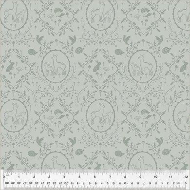 Forest Tales, Dainty Damask in Sage, per half-yard