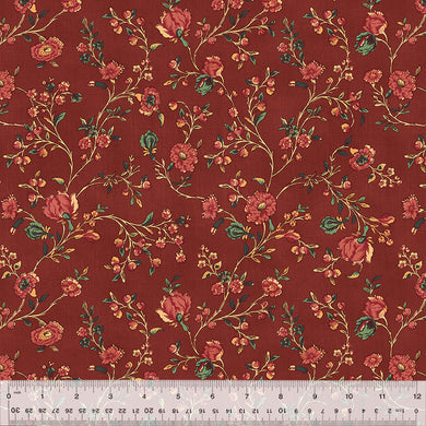 Duchess by Williamsburg, Blooming Vine in Berry, per half-yard