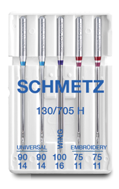 SCHMETZ Assorted Universal/Wing/Embroidery, Combi Creative, Household Sewing Machine Needles (5pc pack)