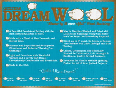 Quilters Dream Wool - Wool batting, 40